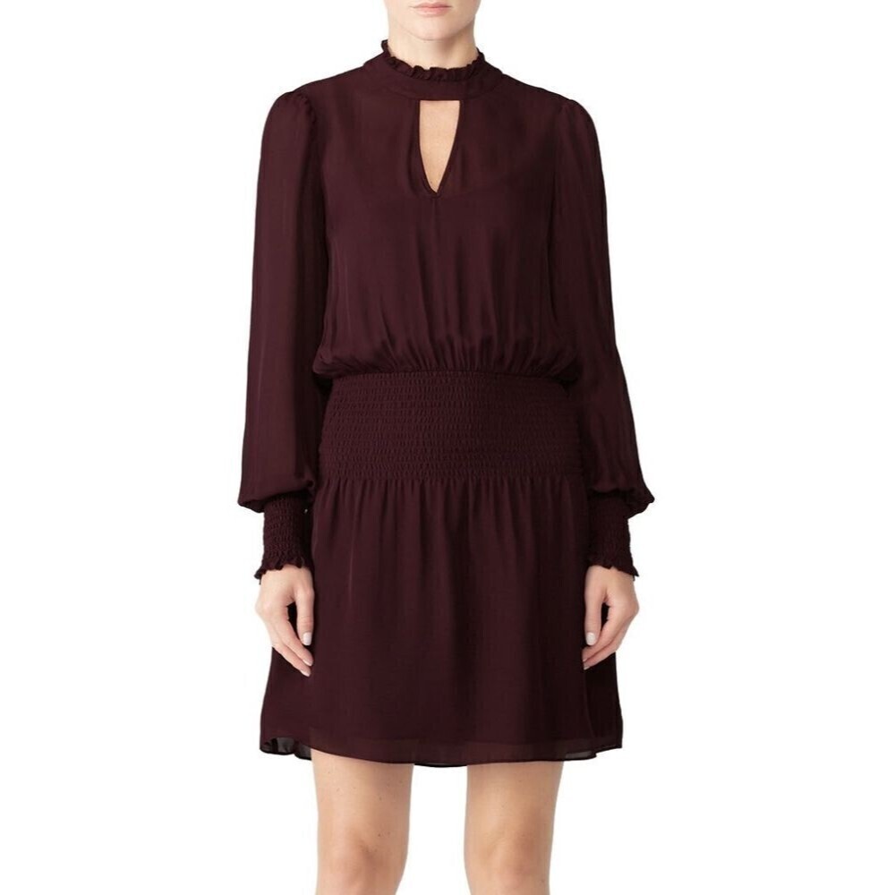 Parker Purple Robyn Blouson Mini Silk Blend Dress S